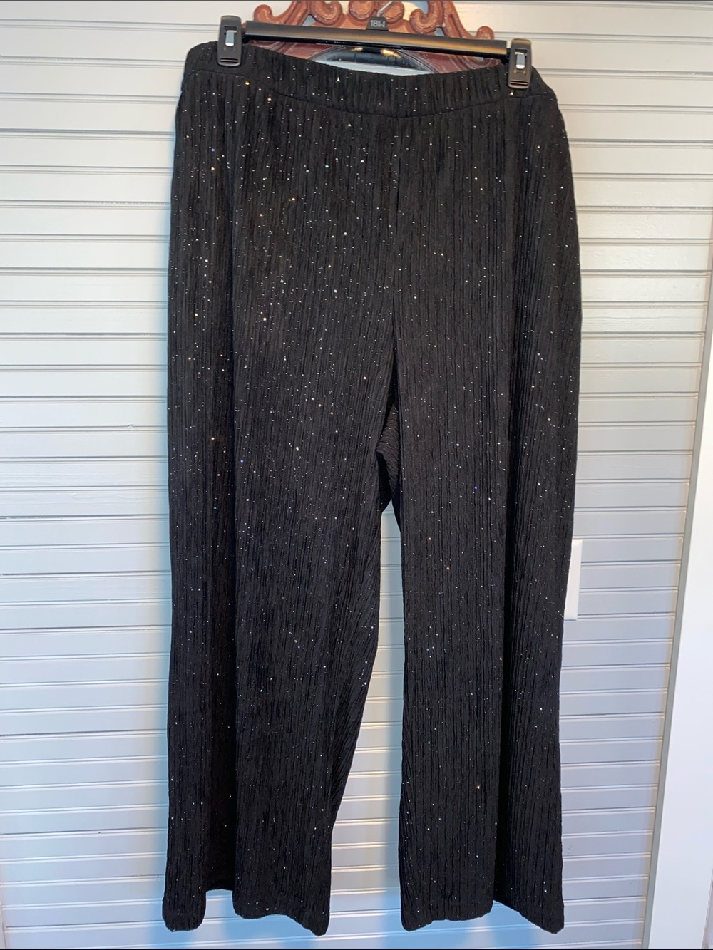 Black Sparkle Wide-Leg Women's Pants